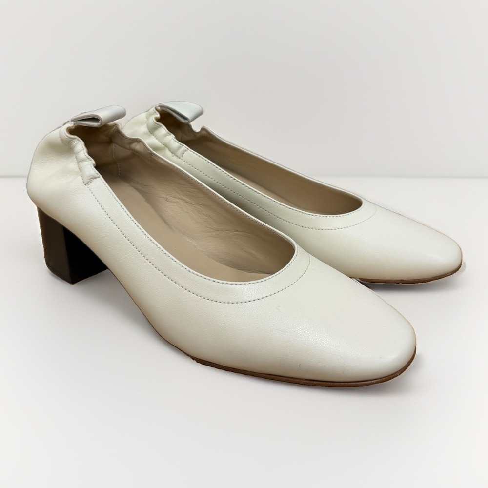 Everlane The Italian Leather Day Heel Bone Ivory sz 7 Womens Block Heel Pump